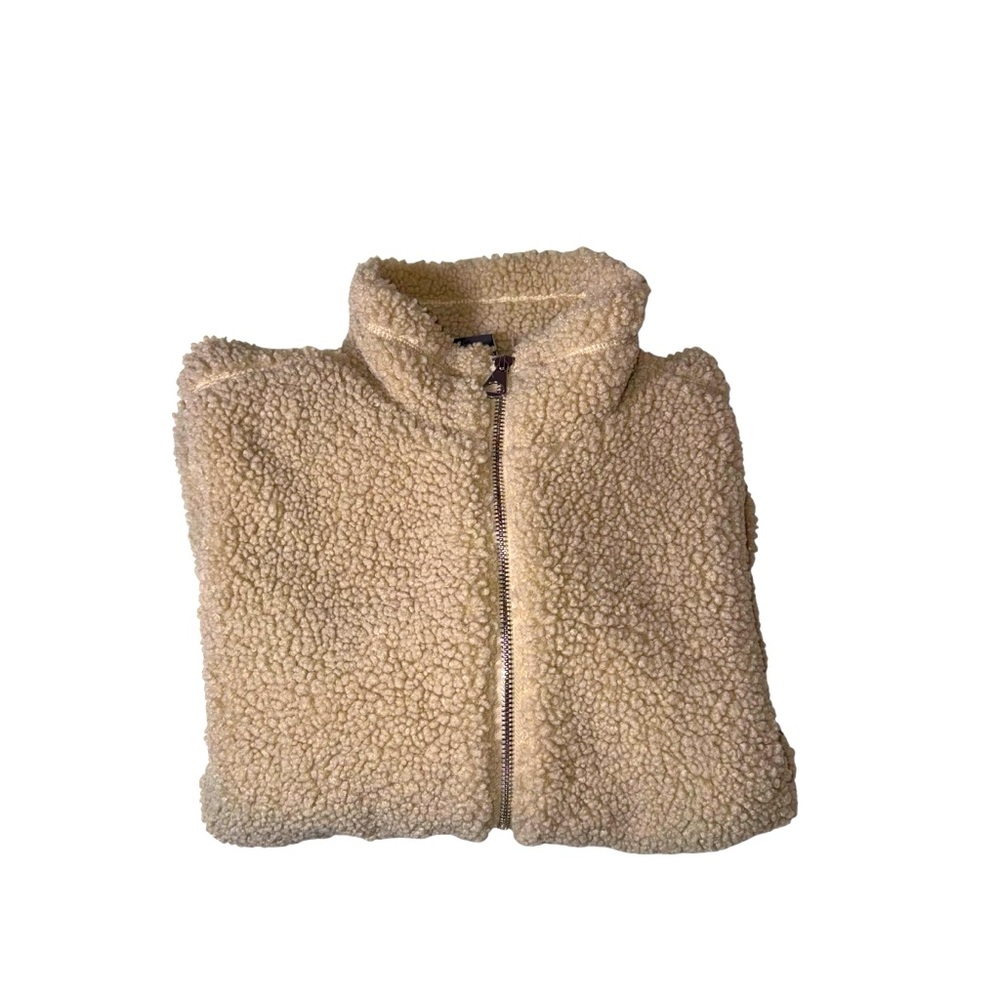 H&M Cream Puffer Jacket with High Collar and Plush Material